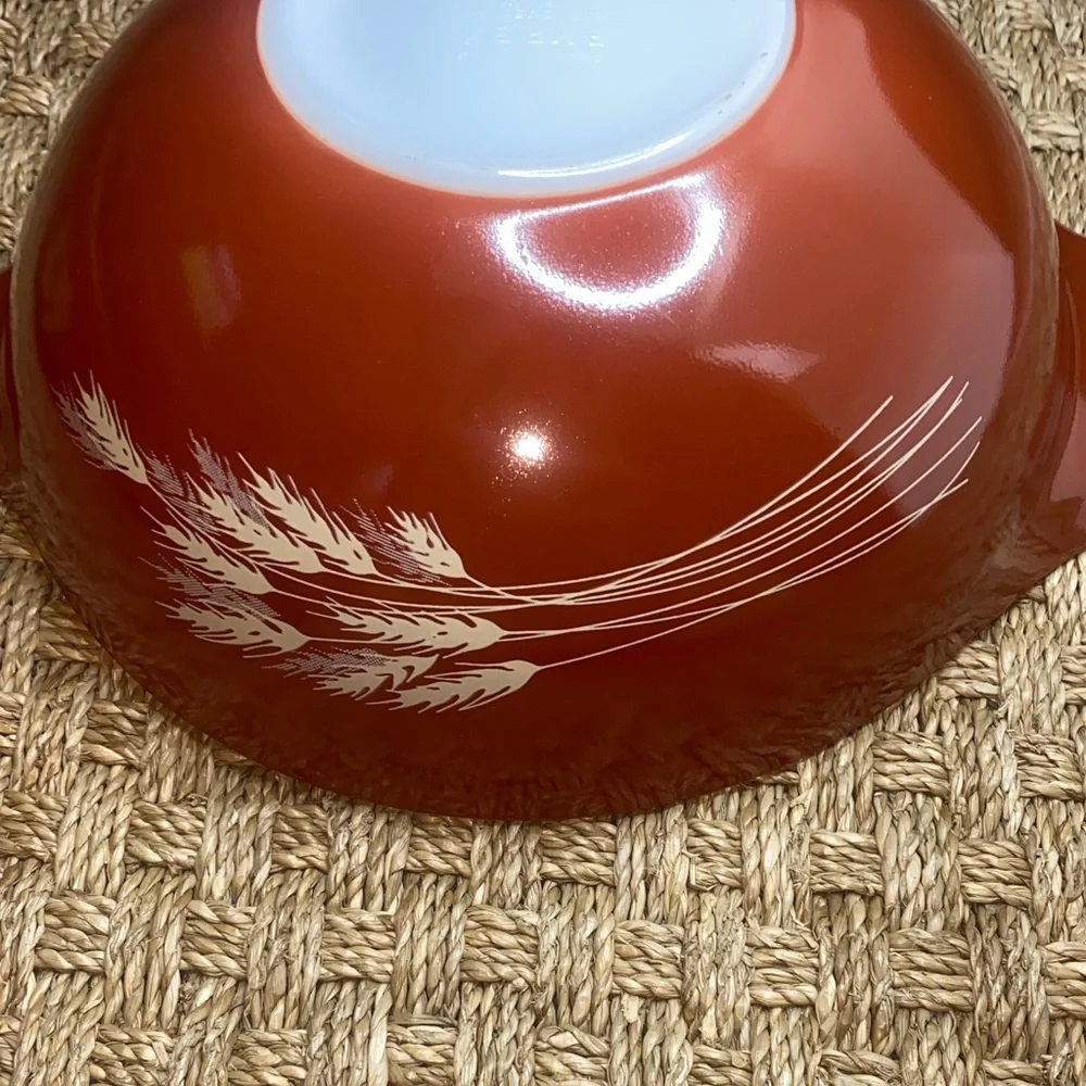 Pyrex Vintage Burnt Orange Harvest Wheat Pattern Mixing Bowl sz 444